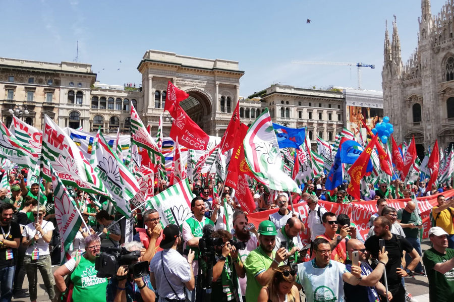 sciopero dei metalmeccanici a Milano