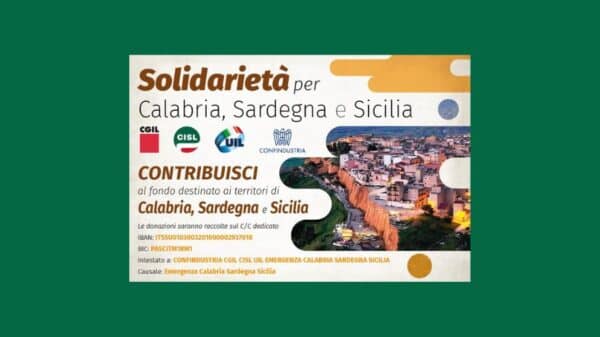 Ciclone Harry. Cgil, Cisl e Uil e Confindustria lanciano un fondo di solidarietà