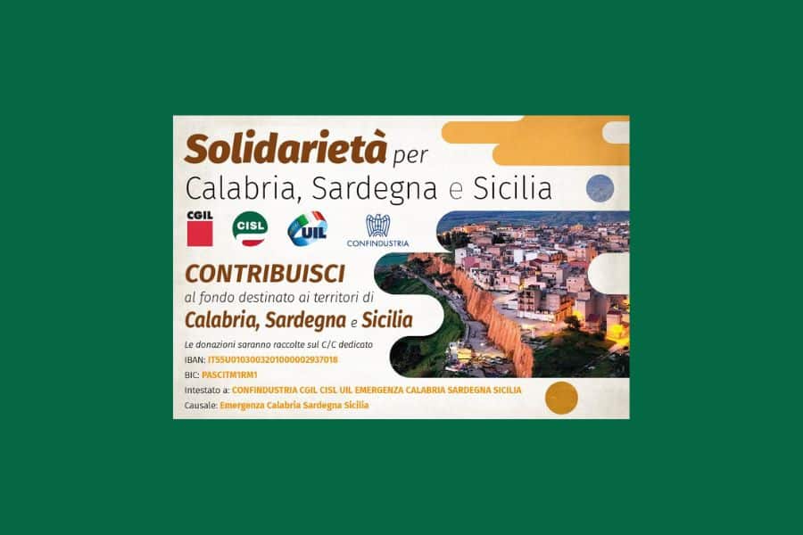 Ciclone Harry. Cgil, Cisl e Uil e Confindustria lanciano un fondo di solidarietà